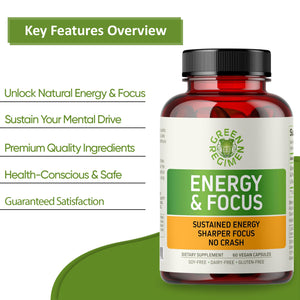 Energy & Focus Capsules - Nootropic Supplement for Mental Clarity, Concentration & Alertness - No Crash - 60 Caps