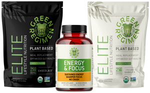 Organic Plant Based Protein Vanilla & Chocolate Bundle - 40 Servings + 60 Energy and Focus Capsules