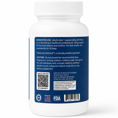 SheVolve Hormone Support | Peri/Menopause Formula | 30 Servings product label
